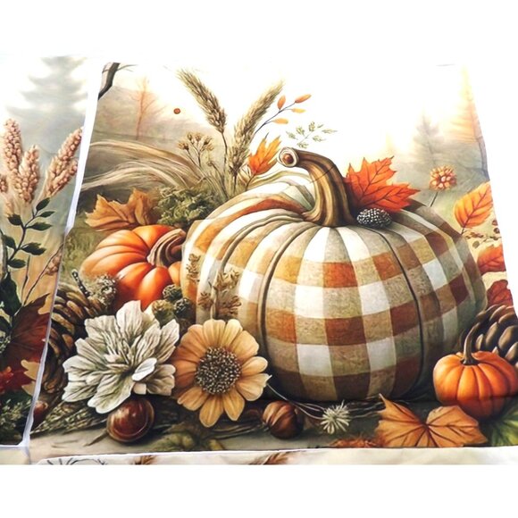 Fall Halloween Thanksgiving Home Decor Pillow Covers set of 4 18X18" New - Picture 3 of 5